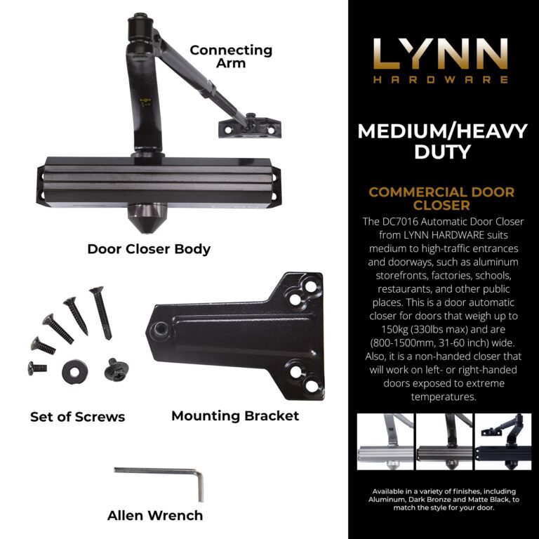 LYNN HARDWARE Medium/Heavy Duty Commercial Door Closer - DC7016 Surface Mounted, Grade 1- ADA & UL 3 Hour Fire Rated, Adjustable Size 1-6 for entrances & Aluminum storefronts- US10B Dark Bronze - Image 8