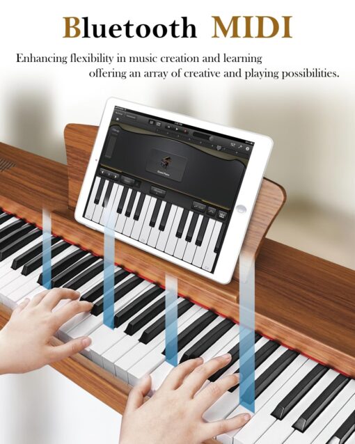 Longeye Digital Piano 88 Keys Wood Piano Keyboard Semi Weighted Electric Piano for Beginners and Professionals with Triple Pedal, Headphone, Music Rest Support MIDI Connection MOOD Walnut - Image 3