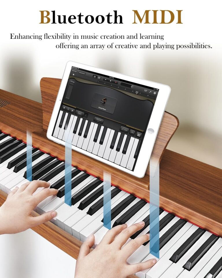 Longeye Digital Piano 88 Keys Wood Piano Keyboard Semi Weighted Electric Piano for Beginners and Professionals with Triple Pedal, Headphone, Music Rest Support MIDI Connection MOOD Walnut - Image 3