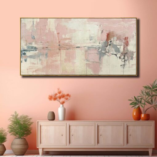 YJYart Pink Abstract Wall Art Room Decor for Teen Girls Modern Living Room Canvas Wall Art Bedroom Pictures Office Decoration for Wall 29x58in - Image 3