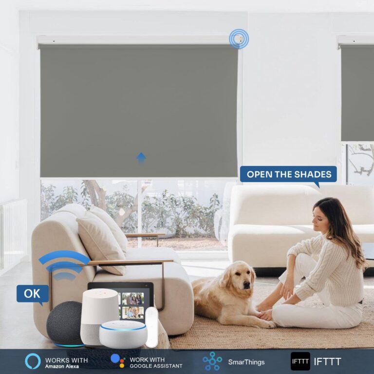 Grandekor No Drill Motorized Blinds with Remote, Blackout Roller Shade Electric Smart Remote Control Blinds, Fit for APP and Voice Control Smoky Gray-Blackout 55" W x 64" W - Image 9