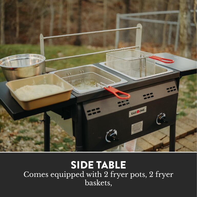 GasOne Outdoor Propane Deep Fryer - Double Burners, 16 Qt Stainless Steel, Removable Baskets & Lids, Oil Fryer Cart with Thermometer & Regulator - Perfect for Outdoor Cooking & Commercial Use - Image 4