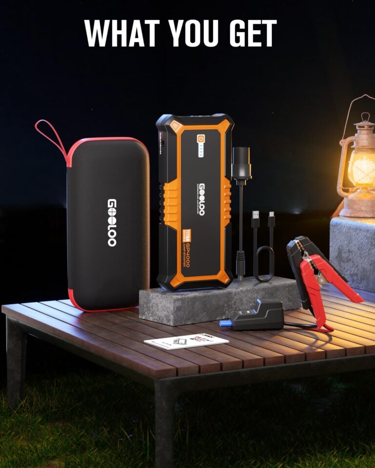 GOOLOO 4000A Peak Car Jump Starter 12V Auto Battery Booster SuperSafe Lithium Jump Box for All Gas, Up to 10.0L Diesel Engine, Portable Power Pack with USB Quick Charge and Type C Port, Orange - Image 2