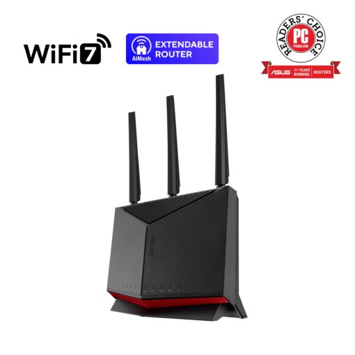 ASUS RT-BE86U BE6800 Dual-Band WiFi 7 Router, Supports 4096-QAM, MLO, AI WAN Detection, AiMesh, Subscription-Free Network Security, and Comprehensive VPN Features, Guest Network Pro, Gaming - Image 2