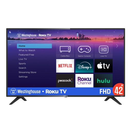 Westinghouse Roku TV - 42 Inch Smart Television, 1080P LED Full HD with Wi-Fi Connectivity and Mobile App, Flat Screen Compatible with Apple Home Kit, Alexa and Google Assistant
