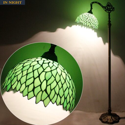 WERFACTORY Tiffany Lamp Floor Green Wisteria Stained Glass Arched Lamp 12X18X64 Inches Gooseneck Adjustable Corner Standing Reading Light Decor Bedroom Living Room S523 Series - Image 9