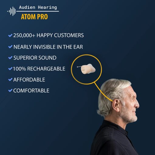 Audien ATOM PRO Wireless Rechargeable Hearing Amplifier to Aid and Assist Hearing, Premium Comfort Design and Nearly Invisible - Image 7