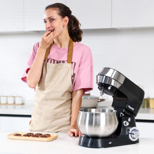 Lifecreek 6-in-1 Multifunctional Stand Mixer, 5.3Qt 660W, 6-Speed Tilt-head, Electric Kitchen Mixer with Stainless Steel Bowl,Meat Grinder, Juice Blender (Black) - Image 3