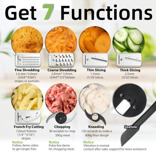 Magiccos 14-Cup Lemon Slicer Food-Processor - Large Feed Chute, 13 Speeds & Pulse, 3 Programs，Cheese Shredding, Cutting Fries, Meat Chopping, Shredding and Slicing, Mixing and Doughing, for Home Use - Image 7