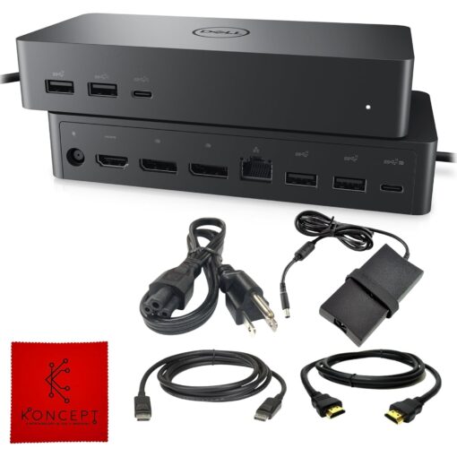 Dell UD22 USB-C/USB-A Docking Station - Universal Dell Dock Station Dual Monitor with 130 - HDMI + Display Port + USB Type-C Cable - Supports Upto 4 Monitors & 4K Displays