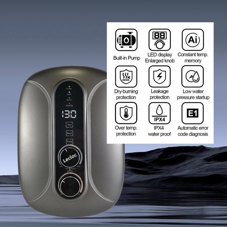 LECLOC E65 Pro Instant Hot Water Heater Electric 6.5kW 240V, Pump-integrated, LED Display, Enlarged Knob, IPX4 Waterproof, Multi-protections, 86-131℉ On Demand Water Heater for Shower, Kitchen, Salon - Image 8