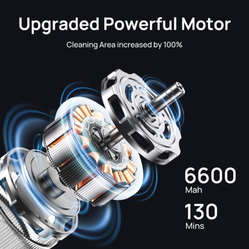 Cordless Robotic Pool Vacuum, Above Ground Pool Vacuum,Powerful Suction&130mins Running Time,6600mAh Battery, Ideal for Flat Above Pools Up to 1300 Sq.ft - Image 3