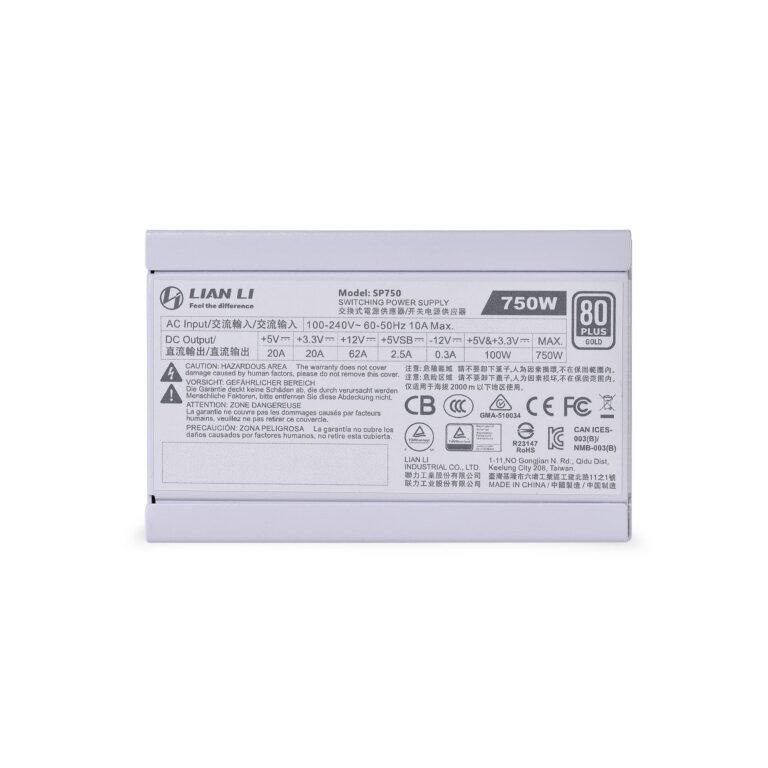 LIAN LI SP 750W 80+ Gold, White Color, Performance SFX Form Factor Power Supply - SP750 White - Image 2