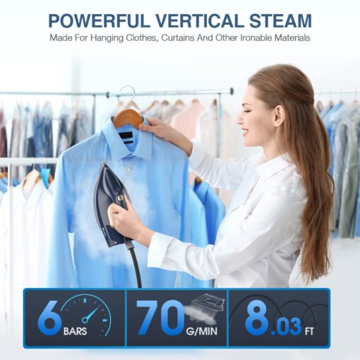 Sundu Pro Steam Station with Ceramic Soleplate, 1800W Steam Station Iron for Clothes with 1.5L Removable Water Tank, Iron Lock for Easy Carry, Auto ShutOff, Self Cleaning, Clothing Steam Iron for Home - Image 5