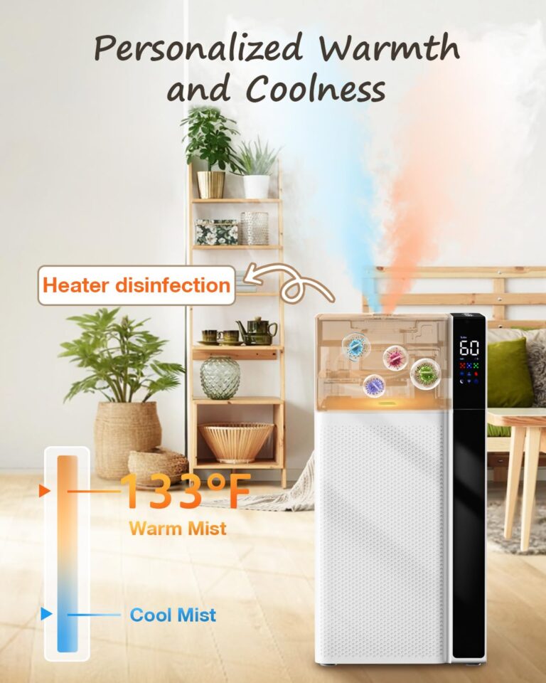 Mifasol Humidifier Large Room for Home, 5.3Gal/20L Warm and Cool Mist Whole House Humidifier, Quickly & Evenly Humidify Larger Areas, Top Fill, Dual Mist Nozzles and Atomizers, Office Plants, White - Image 4