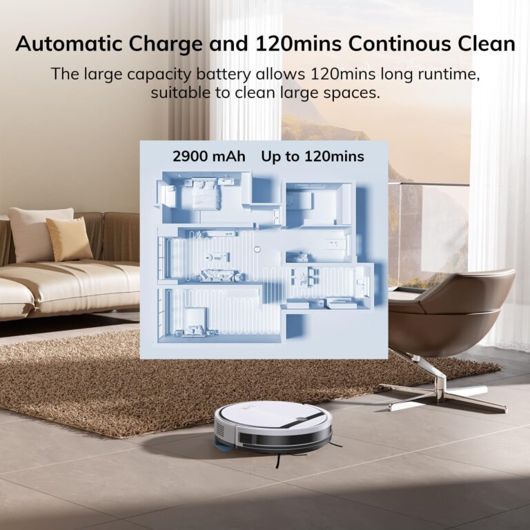 ILIFE Robot Vacuum and Mop Combo, V3s Pro Upgraded, Compatible with 2.4GHz WiFi/Alexa/Google, 120mins, 3000Pa, 2-in-1 Mopping Robotic Vacuum Cleaner, Path Route, for Pet Hair, Hard Floor, Carpet (V3x) - Image 2
