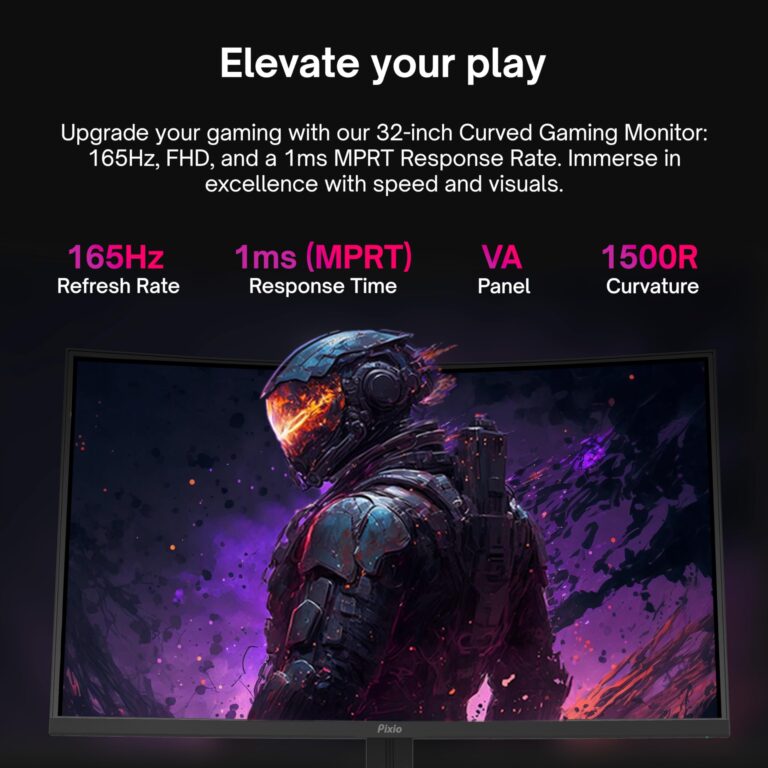 Pixio PXC325 32 inch 165Hz Refresh Rate FHD 1080p Resolution 1500R Curve VA Panel 1ms Response Time Adaptive Sync HDR Curved Gaming Monitor - Image 7