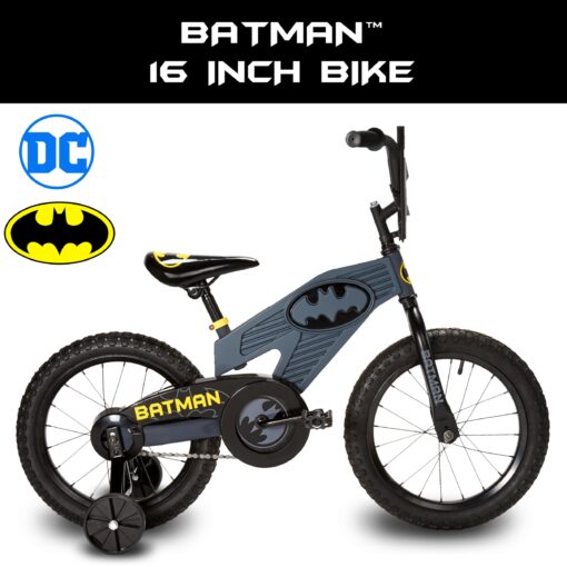 Batman 16 Inch Bike for Kids | Detachable Training Wheels for Safety and Balance | Pedal Powered Bicycle for Young Superheros Ages 4-8 | Perfect Boys & Girls Gift | Adjustable Seat - Image 6