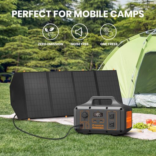 FlexSolar 120W Portable Solar Panel for 300/500/1000/1500W Power Station,IP67 Waterproof Folding Solar Charger with USB C&2 USB A&18V DC Output Charge Generator,Cell Phones,Power Bank,12V Car Battery - Image 2