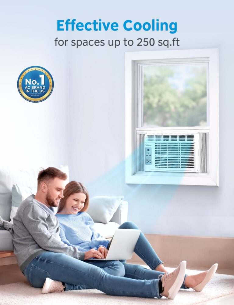 Midea MAW06R1CWT EasyCool 6,000 BTU Window Air Conditioner, Fan-Cools, Circulates and Dehumidifies up to 250 Sq Ft, Reusable Filter, LCD Remote Control, White - Image 6