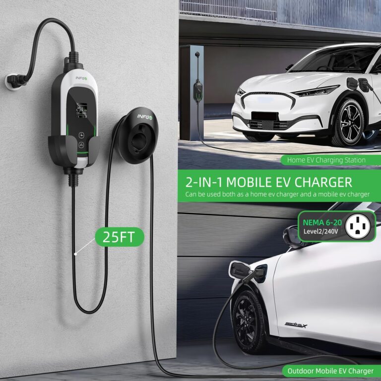 INFGO Level 2 EV Charger, 40 Amp, Portable EV Charger for Home, J1772, 25ft Cable, 240V, Charging Stations with LED Display and Breath Ring Indicator, NEMA14-50 Plug - Image 5
