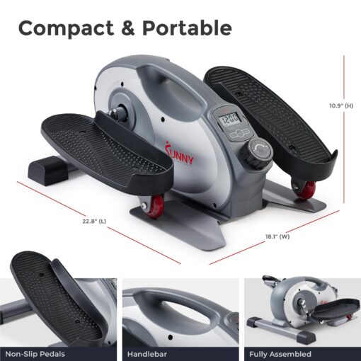 Sunny Health & Fitness Smart Portable Fully Assembled Magnetic Under Desk Elliptical Peddler, Foot & Leg Pedal Exerciser - SF-E323017 - Image 3