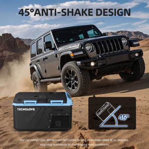Car Refrigerator Fridge 27QT 25L Portable Mini Freezer Dual Zone Door 12/24V DC,110~240 Volt AC Compressor Cooler Touchscreen Control -4℉~68℉ for Camping,Truck,RV,Van,SUV, Road Trips, Home Ice Blue - Image 6