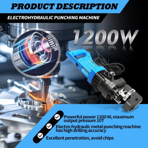 Jecoupoon 1200 W Electric Hydraulic Hole Punch Hydraulic Hole Punching Tool Metal punch Compatible with Steel Copper Aluminum Iron Alloy (Base Version) - Image 6