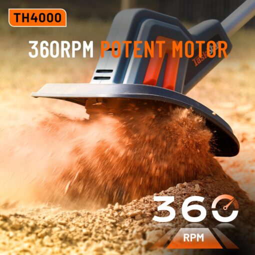 Cordless Tiller for Gardening 360 RPM Rototiller TH4000 Cultivator TaskStar Electric Garden Tiller Battery Powered Total 4000mAh,48 Heavy-Duty Steel Tines for Smooth Ground Breaking,Tending,Composting - Image 9