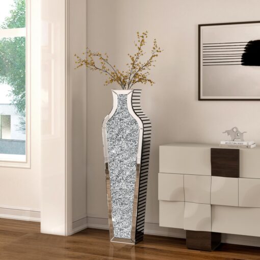 SHYFOY 43" Extra Large Floor Vase Oversized Crushed Diamond Mirrored Vase Silver Big Crystal Vases for Home Decor Living Room Floor - Image 5