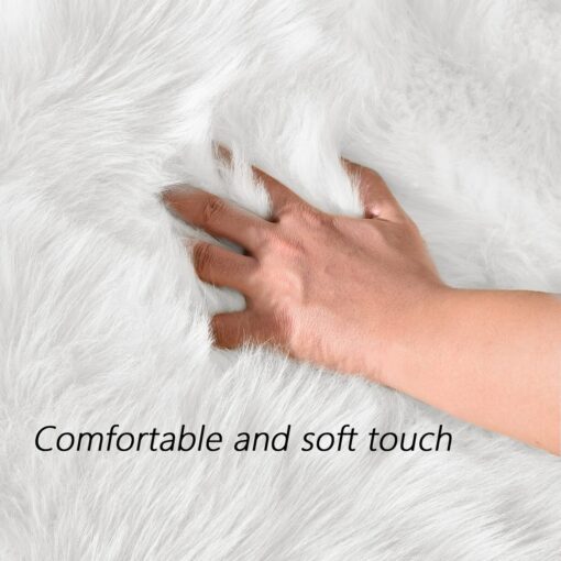Latepis White Faux Fur Rug 8x10, Faux Fur Sheepskin Rug for Living Room, Fluffy Washable Fuzzy Carpet for Bedroom, Luxury Room Decor, Rectangle - Image 5