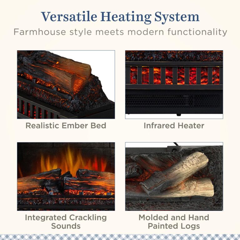 Country Living Electric Fireplace Logs, 27” LED Electric Fireplace Inserts with Infrared Heater, Electric Heater Heats up to 1000 Sq. Ft., Remote Controlled Infrared Heaters for Indoor Use, Black - Image 6