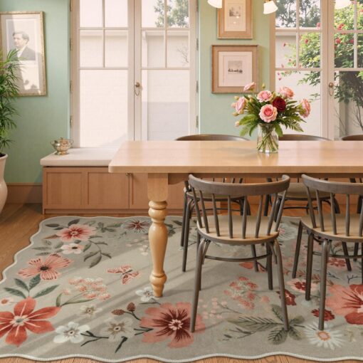 Lahome Floral Washable Rugs 8x10, Non-Slip Soft Bedroom Rug Stain Resistant, Ultra-Thin 8x10 Rugs for Living Room Easy Clean Boho Rug Accent Carpet for Dining Room Office(8x10ft,Brown) - Image 7