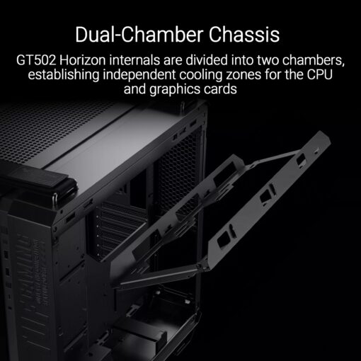 ASUS TUF Gaming GT502 Horizon ATX Mid-Tower Gaming Case (Boundless Panoramic Design, Dual-Chamber, Independent CPU and GPU Cooling Zones, Tool-Free Side Panels, USB 10 Gbps Type-C® Front Panel) - Image 16
