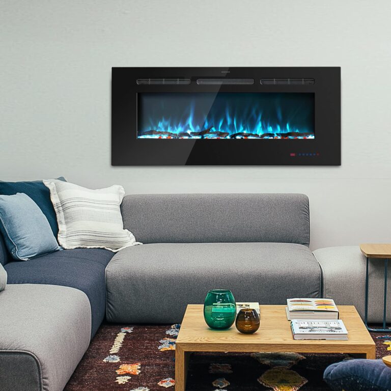 Kentsky 48 inches Electric Fireplace Inserts, Recessed and Wall Mounted Fireplace Heater, Linear Fireplace w/Thermostat, Remote & Touch Screen, Multicolor Flame, Timer, Log & Crystal, 750W/1500W - Image 3