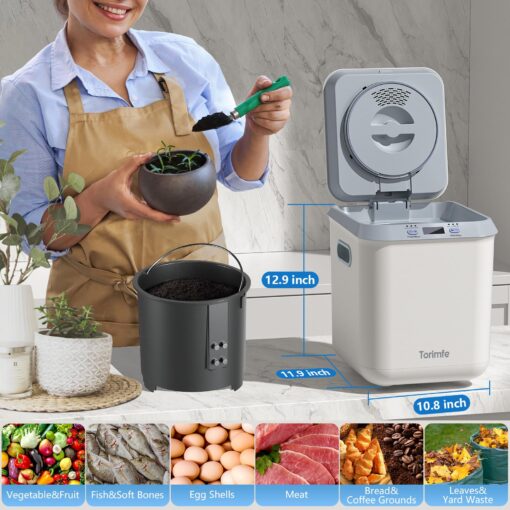Electric Composter for Kitchen: Smart Compost Bin Outdoor/Indoor, Odorless/Auto-Cleaning/Intelligent LED Display, 2.5L Auto Garbage Disposal Home Countertop Composting Bin, Turn Waste into Fertilizer - Image 2