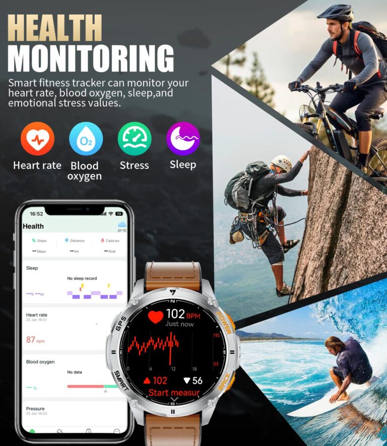 LIGE GPS Smart Watch for Men, 1.43" AMOLED/LED Flashlight/Compass Smartwatch, IP68 Waterproof/Swim Mode/100+ Sports Mode Fitness Tracker Watch, Military Smart Watches for Android iPhone Compatible - Image 2