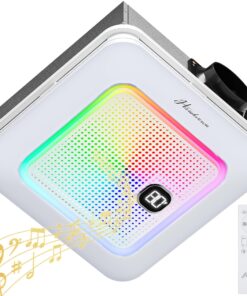 HAWKROWN Bathroom Exhaust Fan with Bluetooth Speaker, 230 CFM 1.0 Sone Bathroom Exhaust Fan with Light, 3 Dynamic Light, 7 LED Color, 3 Color Temperatures, Nightlight, Music Sync, Remote, Easy Install