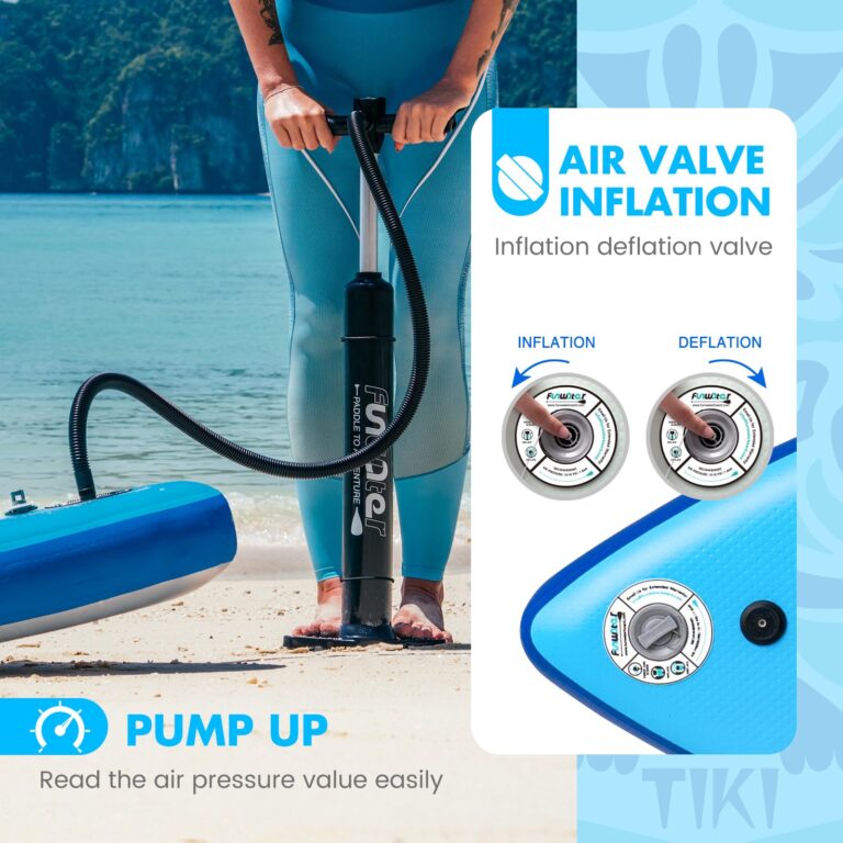 FunWater Inflatable 10'6×32"×6" Paddle Board SUP Stand Up Paddle Board for All Skill Levels Everything Included ISUP, Paddle, Pump, Backpack, Leash, Waterproof Bag, Fins - Image 4