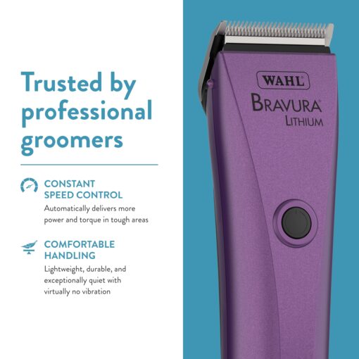 Wahl Professional Animal Bravura Pet, Dog, Cat, and Horse Corded/Cordless Clipper Kit, Purple (#41870-0423) - Image 5