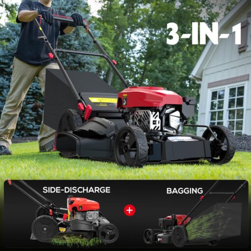 AMERISUN Gas Lawn Mower, 21" with 144cc 4-Cycle OHV Engine 3-in-1 Walk-Behind Push Lawn Mower (AV8621P1) - Image 5