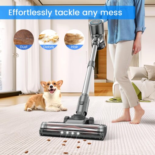 Cordless Vacuum Cleaner, 2 Batteries 100 Mins Runtime Vacuum Cleaners for Home, 350W 35KPA Stick Vacuum with LED Display Brushless Motor, Vacuum Cleaner for Carpet & Hard Floor Pet Hair - Image 6