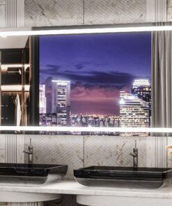 TETOTE 55 x 30 LED Bathroom Mirror with Lights, LED Mirror for Bathroom Vanity Dimmable Anti Fog Wall Mounted, Horizontal/Vertical, Tempered Glass