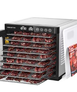 KEENSTAR Food Dehydrator Machine, 9 Stainless Steel Trays Jerky Dryer with Digital Adjustable Timer & Temperature Control, Dryer Machine for Dog Treats, Herb, Veggies, Meat, Fruit