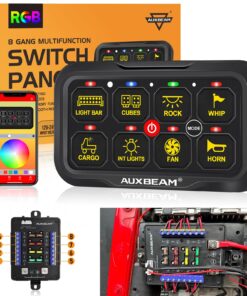 Auxbeam RGB Bluetooth 8 Gang Switch Panel AR-820 Toggle Momentary Pulsed Switch Pod for Truck UTV Offroad Boat Auxiliary LED Light Controller with Circuit Relay System Box Waterproof, 2-Year Warranty
