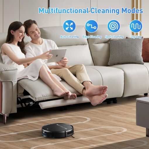 Robot Vacuum and Mop Combo, 2-in-1 Mopping Robot Vacuum Cleaner with 2300Pa Suction, 2.87'' Slim Design, Wi-Fi/App/Voice Control, 3D Obstacle Avoidance&Self-Charging for Hard Floors, Carpets, Pet Hair - Image 7