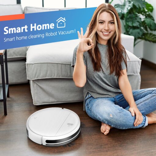 Robot Vacuum and Mop, 2 in 1 Robotic Vacuum Cleaner with Schedule, App/Voice, Slim Mopping Vacuum Robot with Watertank and Dustbin, Self-Charging, Easy of Use, Ideal for Hard Floor, Pet Hair, Carpet - Image 2