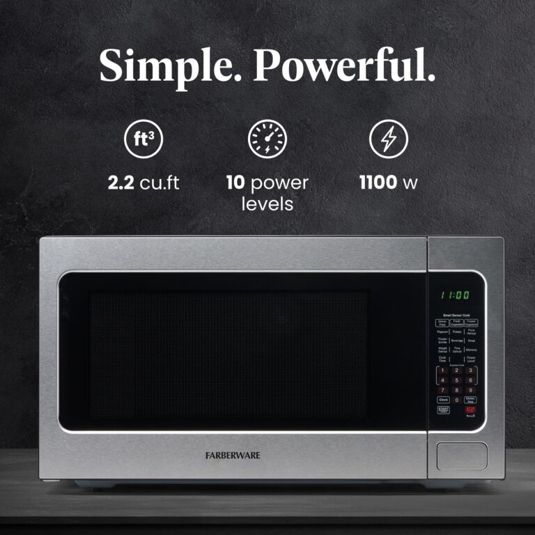 Farberware 1100W 2.2 cu ft Countertop Microwave Oven With Smart Sensor, LED Lighting, Child Lock - For Apartments and Dorms - Image 7