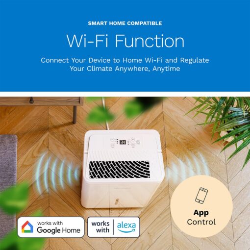 hOmeLabs 1,000 Sq. Ft Portable Wi-Fi Dehumidifier – 8 Pint, Ultra Quiet & Compact for Home, Bedroom, Bathroom & Office – Smart Humidity Control with Drain Hose Included - Image 7