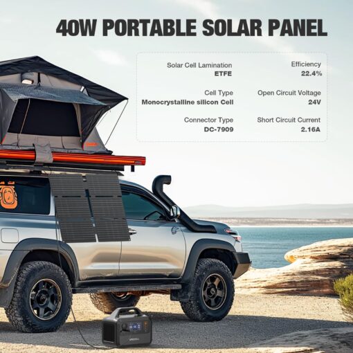 GRECELL Solar Generator with 40W Solar Panel Included,230Wh Portable Power Station 1.5hrs Fast Charging, (600W Surge) AC Outlets, LiFePO4 Battery Backup for Outdoor Camping, Trip, Power Outage - Image 7